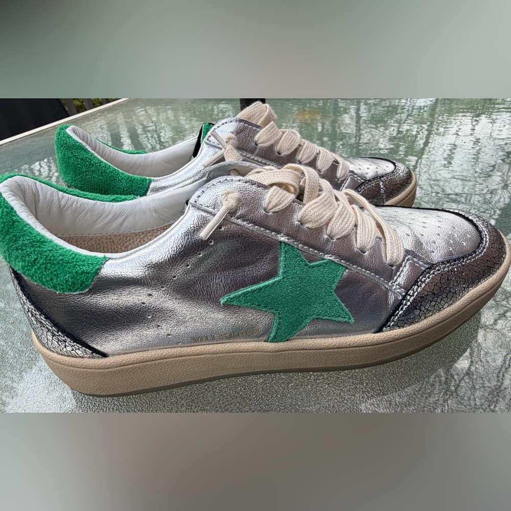 Vintage Havana Denisse Sneakers Metallic Silver Star Platform Inspired 8.5
